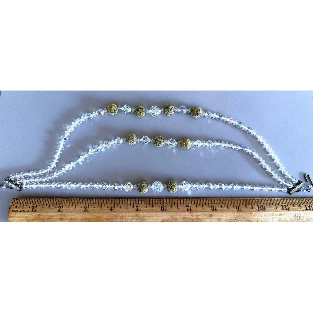 AB Glass Sugar Bead Multi‑Strand Necklace Vintage Sparkle 12